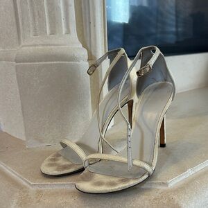 Stuart Weitzman white reptilian print high heel